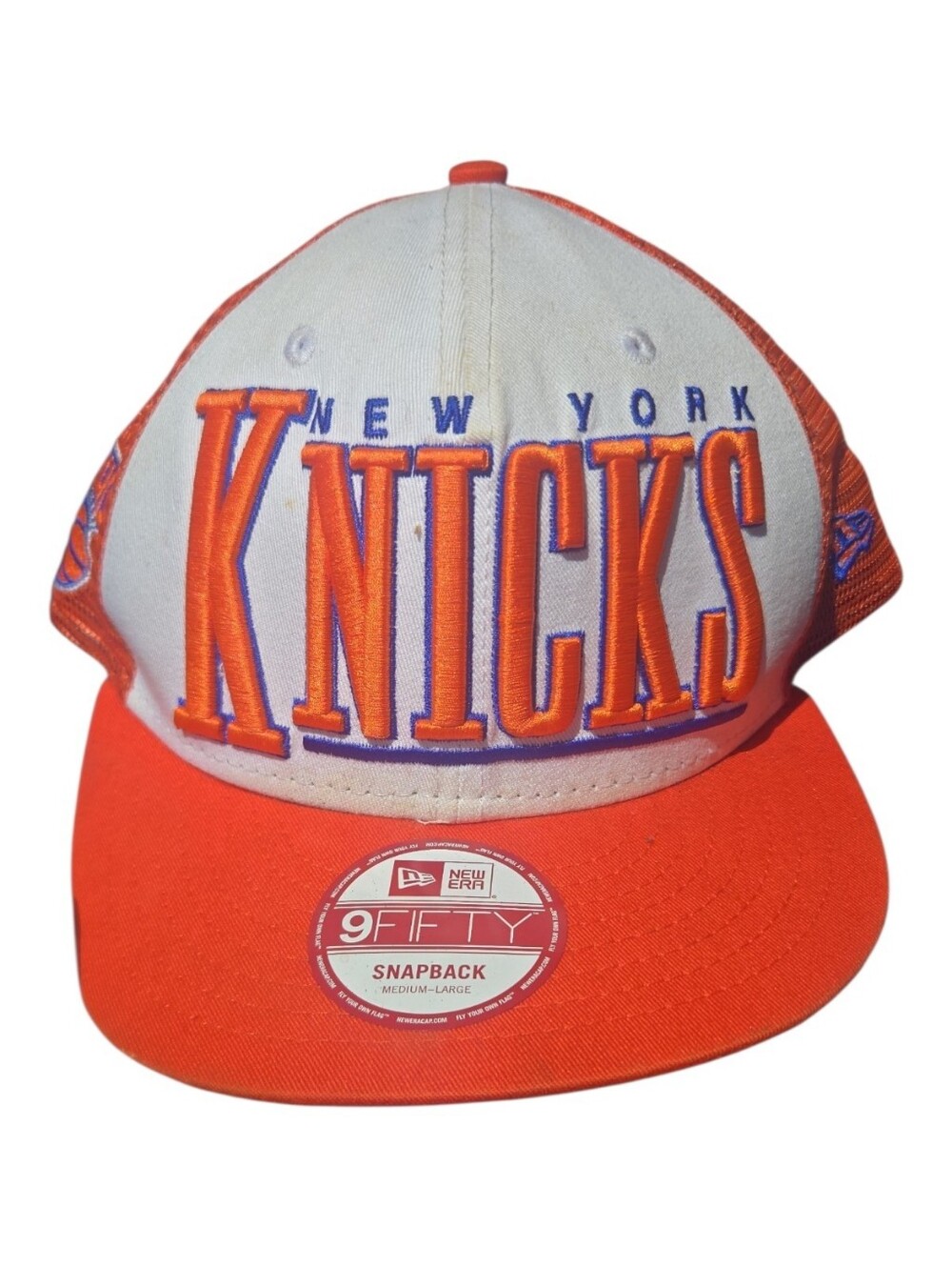 New Era  New York Knicks Orange & White Snapback Hat